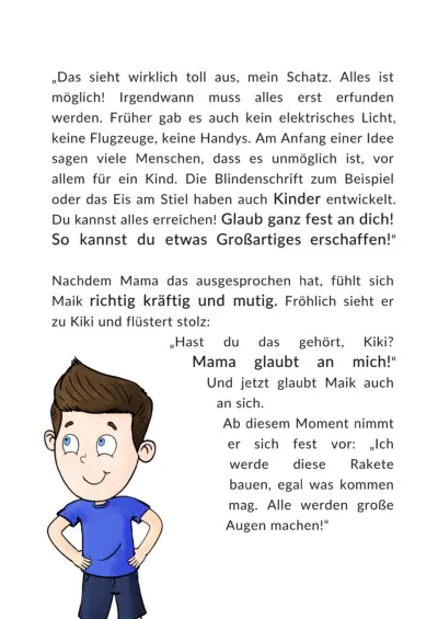 Maiks gro0es Abenteuer, Kinderbuch Weltall Rakete Selbstvertrauen