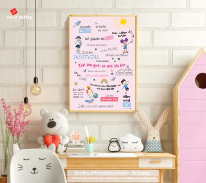 AnLe Verlag Positive Affirmationen Poster für Kinder, rosa