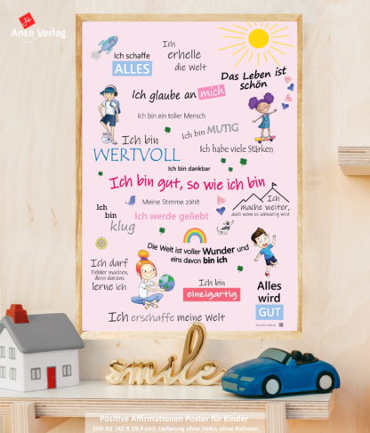 AnLe Verlag Positive Affirmationen Poster für Kinder, rosa 4