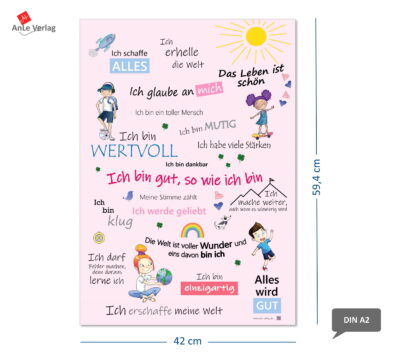 AnLe Verlag Positive Affirmationen Poster für Kinder, rosa 5