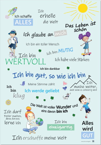 AnLe Verlag Positive Affirmationen Poster für Kinder, blau 2