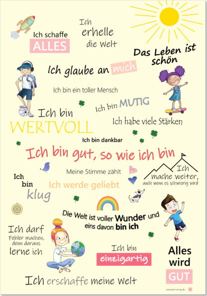 AnLe Verlag Positive Affirmationen Poster für Kinder, gelb 2