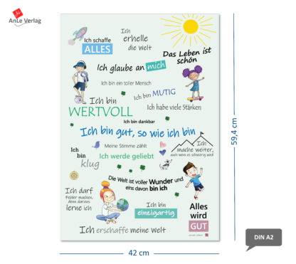 AnLe Verlag Positive Affirmationen Poster für Kinder, grün 5
