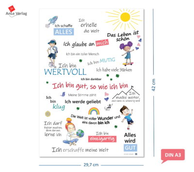 4270002970861, Positive Affirmationen Poster für Kinder Kinderposter Din A3 weiß 3, AnLe Verlag