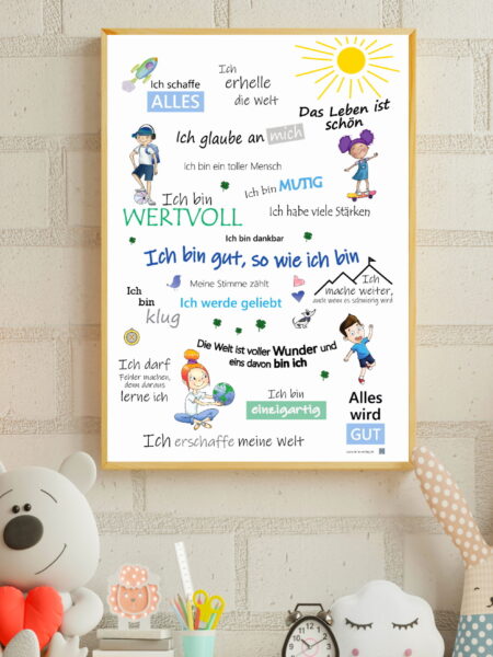 4270002970878, Positive Affirmationen Poster für Kinder Kinderposter Din A3 weiß blau 1, AnLe Verlag